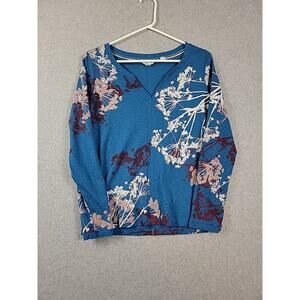 White Stuff 100% Cotton Blue Floral LS Nelly Neck T Shirt Women's 6 UK 10